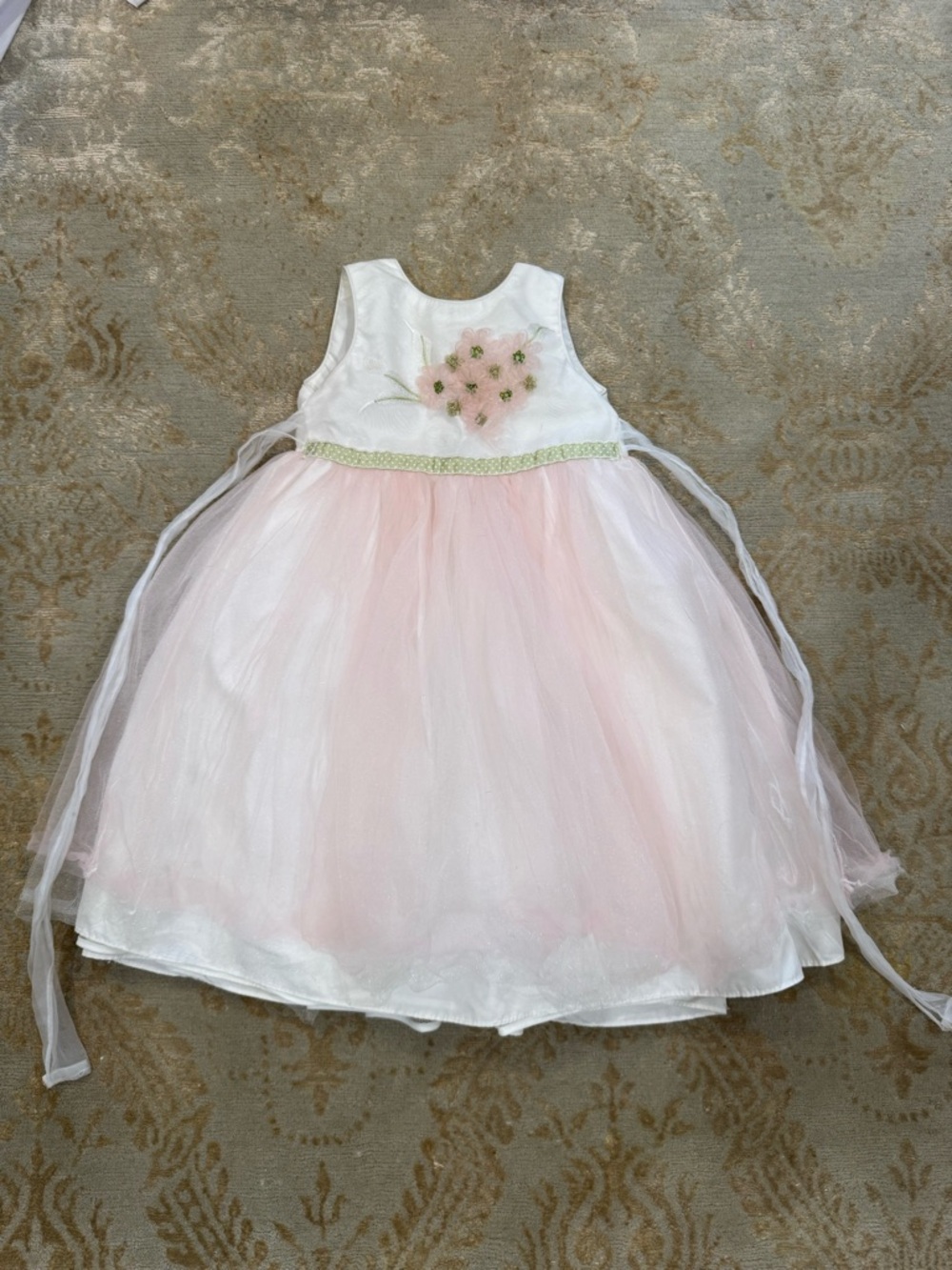 marmellata White Girls' Floral Applique Dress
